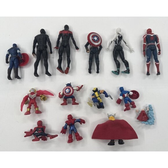 Marvel Super Hero Squad Figures Lot of 14 Hasbro Playskool Mini Spiderman Bundle - Picture 2 of 13